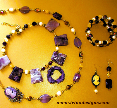Amemthyst Cameo jewellery set