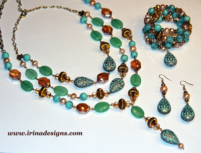 Aqua Golden Elegance jewellery set