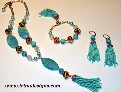 Aqua Tassel jewellery set