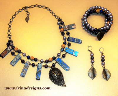 Autumn Sky Leaves jewellery set