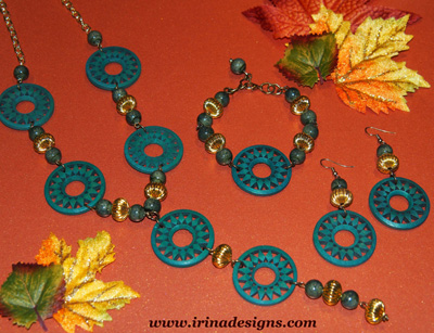 Rhodonite Muse necklace, bracelet and earrings