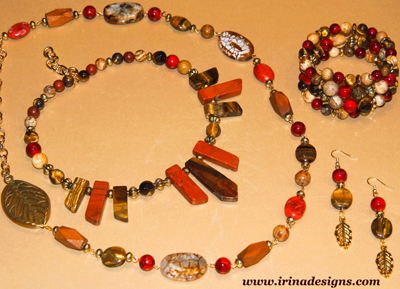 Burgundy Leaves jewellery set