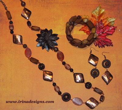 Rhodonite Muse necklace, bracelet and earrings