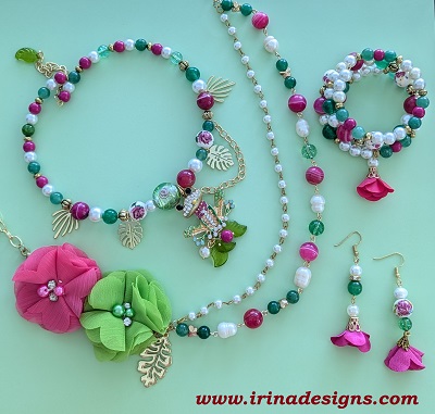 Frog & Fuchsia Garden jewelry set