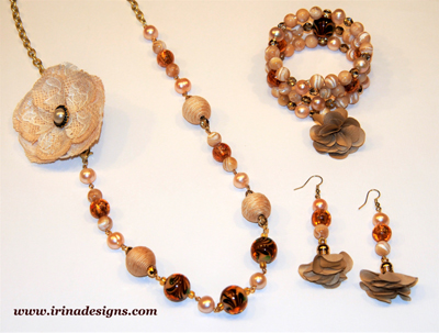 Latte Flower jewellery set