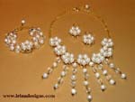 Pearl and Crystal Waterfall jewellery set