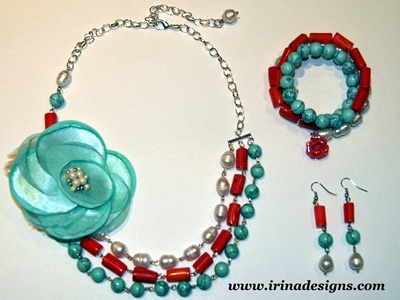 Spring Fantasy necklace, bracelet and earrings