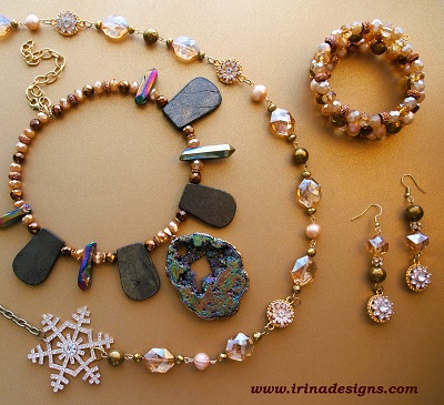 Stardust & Champagne jewellery set